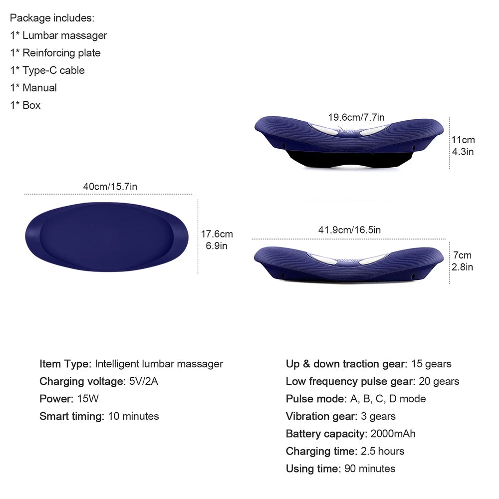Electric Lumbar & Waist Massager with Traction Support