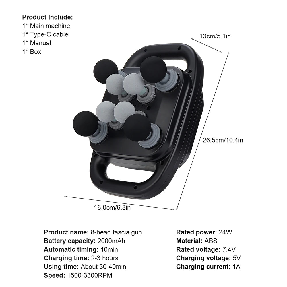 8-Head Percussion Fascia Massage Gun
