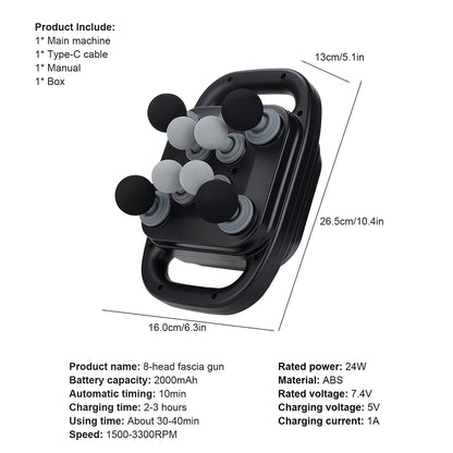 8-Head Percussion Fascia Massage Gun