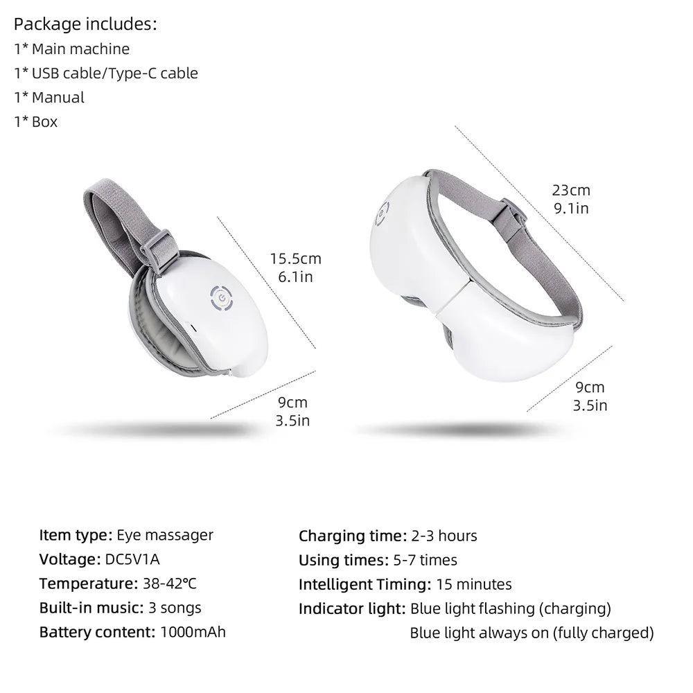 Air Pressure Eye Massager with Heat & Music