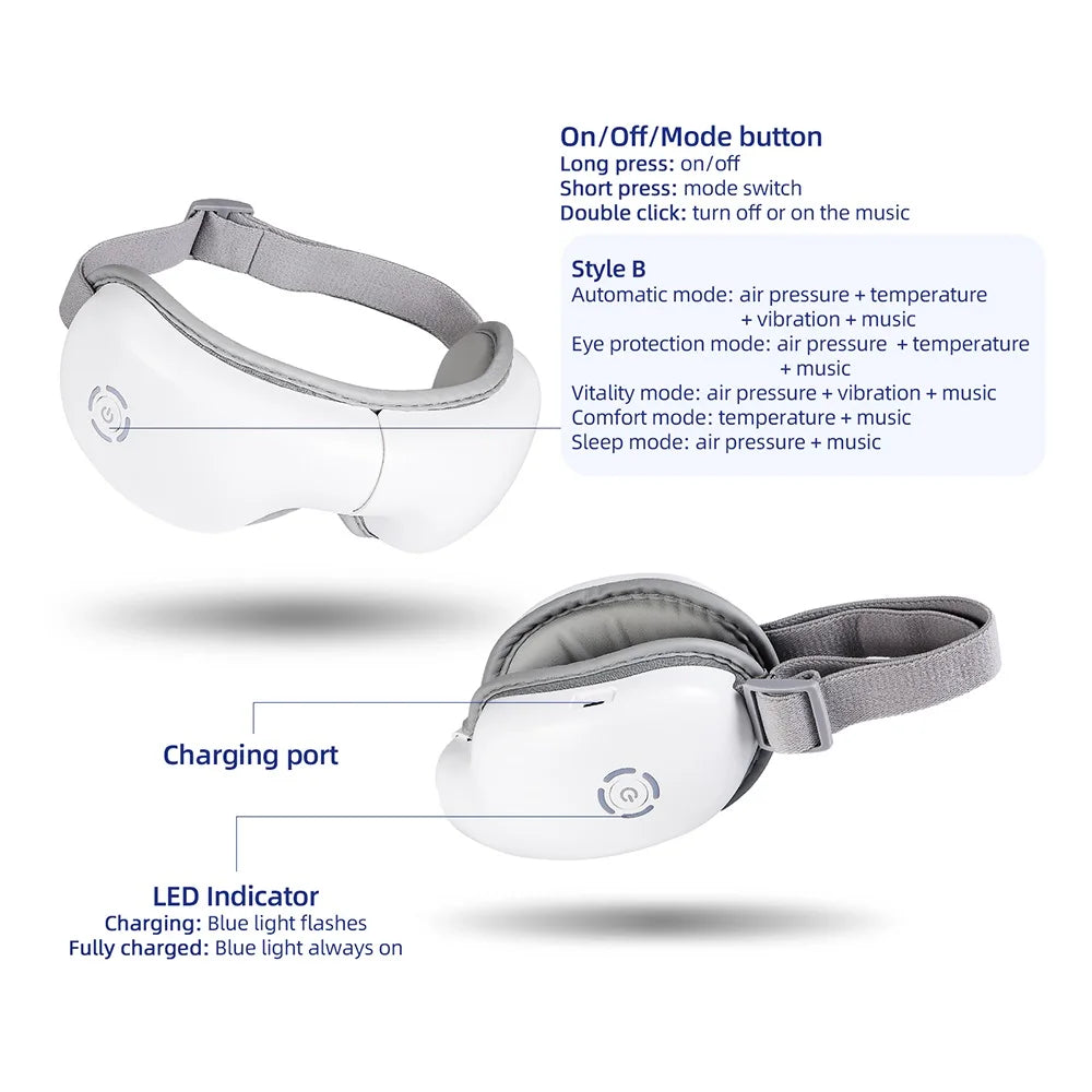 Air Pressure Eye Massager with Heat & Music