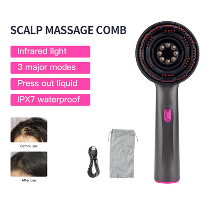 Scalp Massage Comb with Infrared & Liquid Outle