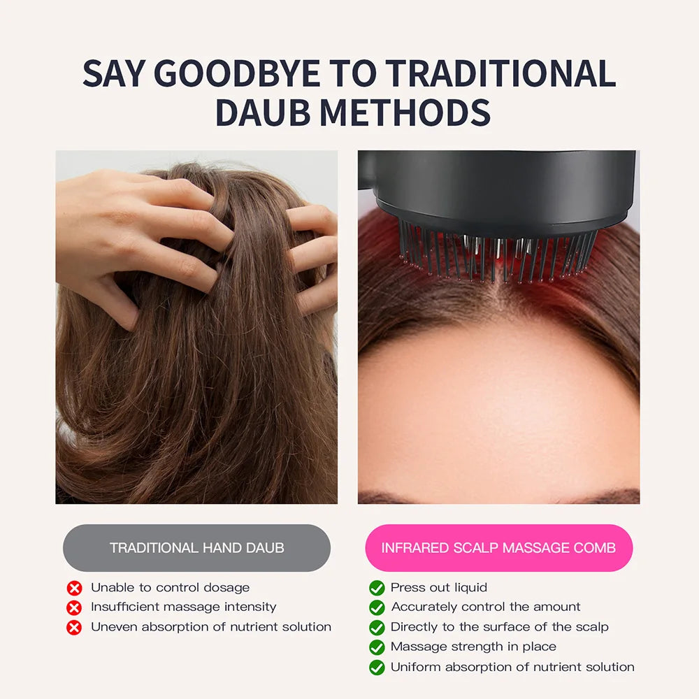 Scalp Massage Comb with Infrared & Liquid Outle