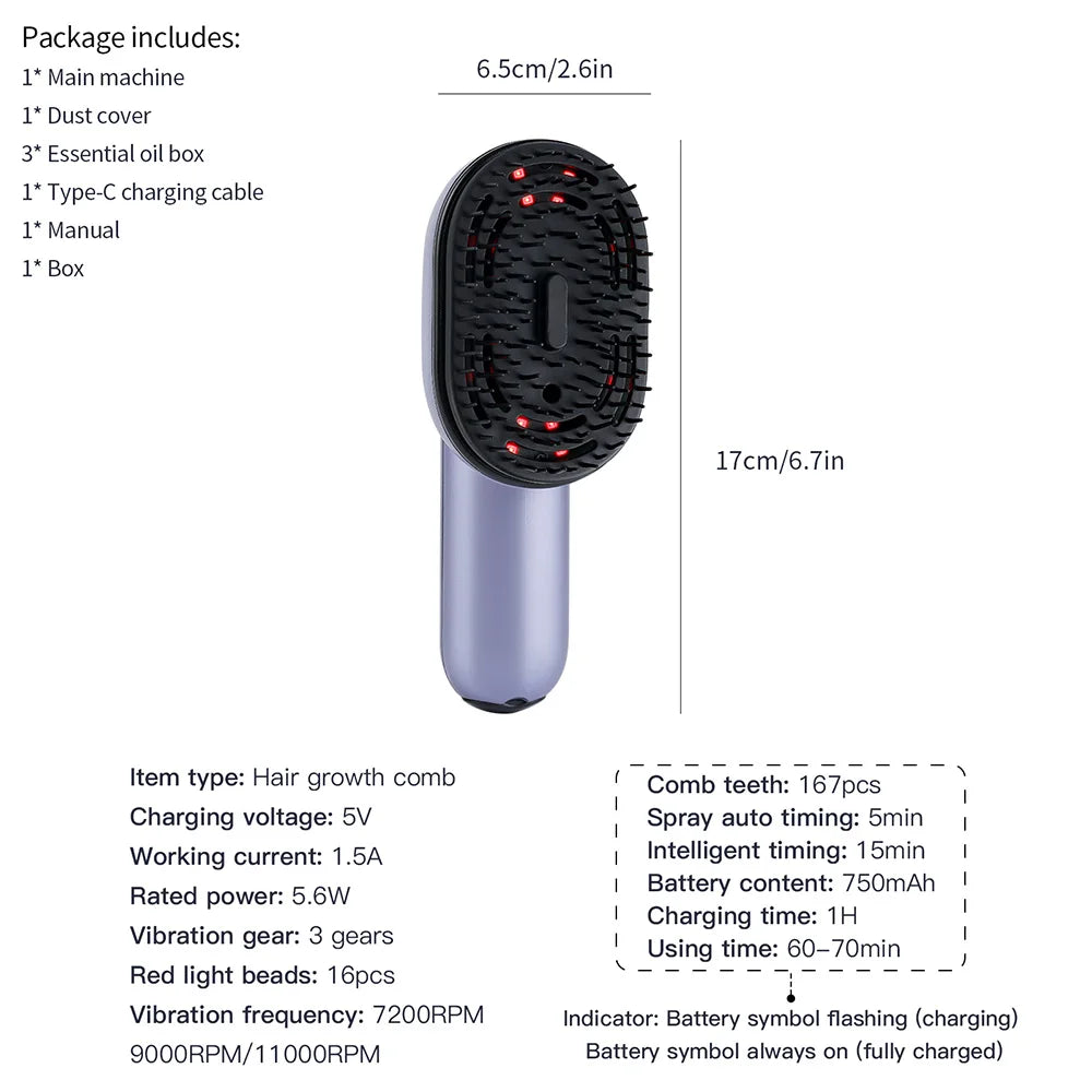 Electric Hair Comb with Red Light & Essential Oil Box
