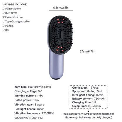 Electric Hair Comb with Red Light & Essential Oil Box